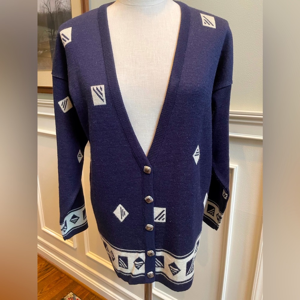 Vintage Pendleton 100% wool cardigan in navy